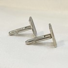 Vintage Silver Tone Black Onyx Style Rectangle Cufflinks Mens Formal Jewelry — photo 4