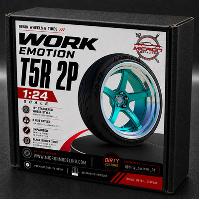 1:24 Work Emotion T5R 2P 18'' Wheels w/ Rubber Tires for JDM Nissan Toyota BMW