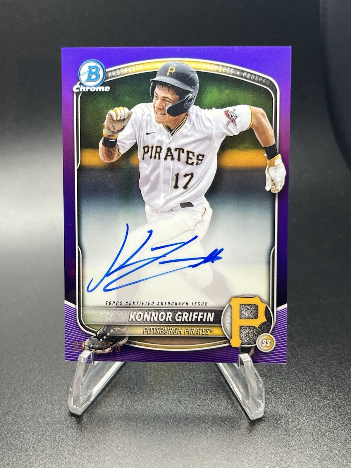 2025 Bowman Chrome Konnor Griffin Purple Refractor Prospect Auto /250 CPA-KG