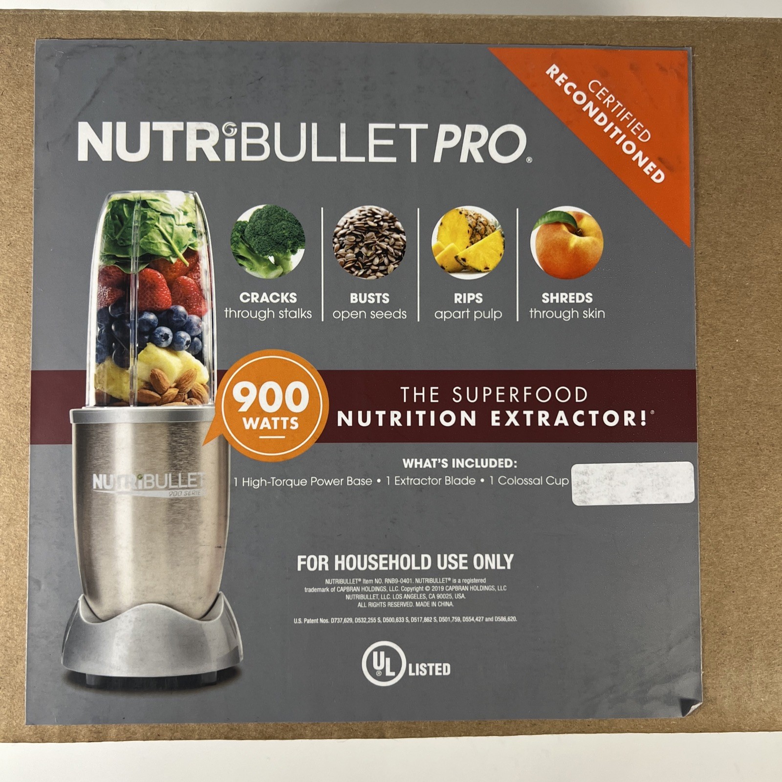 Nutribullet Pro 900 Watts 32-Oz Nutrient Extractor Blender  Factory Recondition