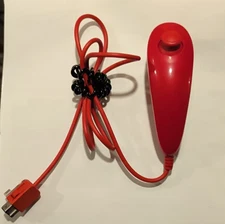 Nintendo Red Nunchuk Wired Controller for Wii Remote Navigation CLEAN & TESTED