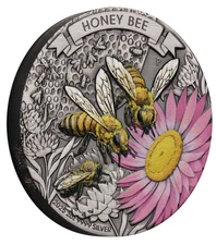2025 HONEY BEE 2oz .9999 Silver Antiqued Colored $2 Coin