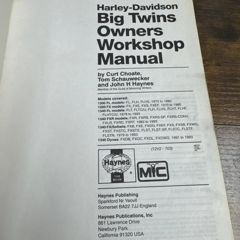 Manual de taller de reparación de servicio Harley Davidson 1970-93 bicicletas 1200cc 1340cc propietarios Foto 3 de 4