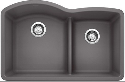 Blanco 441593 Diamond 1.75U Undermount Double Basin Sink SILGRANIT - Cinder