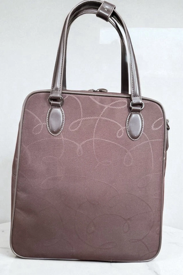 Hartmann - Barbara Barry Bolso de Mano de Fin de Semana Equipaje Marrón Patrón Jacquard Foto 3 de 4