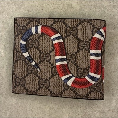 Gucci Snake Print Logo Bifold Men's Wallet Brown Red White Blue Black Folding