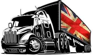 Trucker Lorry International Flag UK Self Adhesive Vinyl Sticker