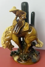 2004 Royal Haeger Pottery Rodeo Cowboy Bucking Horse Bronco Figure Sculpture