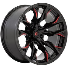 4-new 20 Fuel D823 Flame Wheels 20x10 5x5.55x139.7 -18 Black Milled Red Rims 7