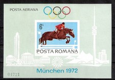 Romania 1972 Bl. 94 MNH UNPERFORATED Souvenir Sheet – Munich 1972 Olympics