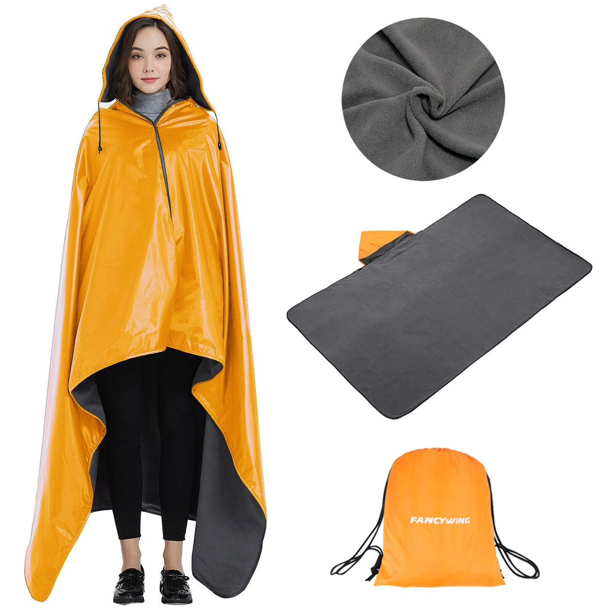 Hooded Stadium Blanket 79x56 Waterproof Windproof Outdoor Fleece Blanket