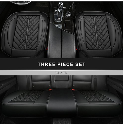 Cubierta delantera universal de coche cuero PU negro protector de asiento envolvente completo cojín - Imagen 4 de 6
