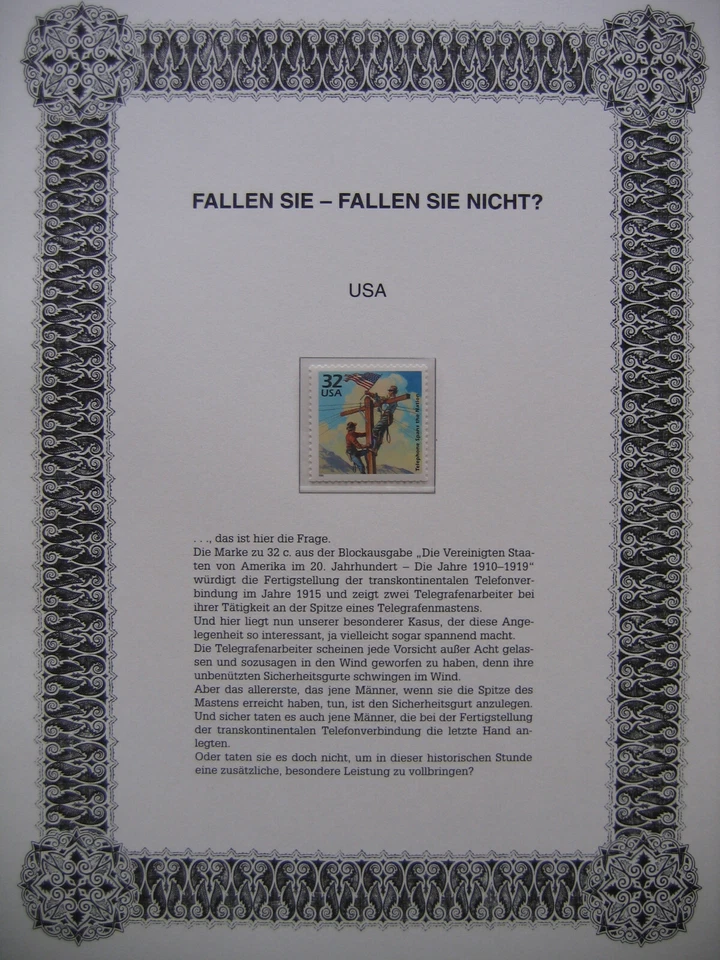 Irrtümer auf Briefmarken / USA 1998 Sc # 3183e Mi 2926 : Telegrafen 1910-1919 - Bild 1 von 1