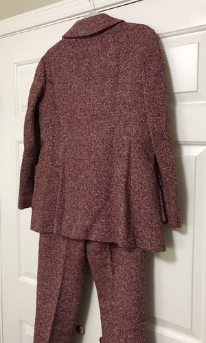 Vtg 70’s Maroon Tweed Pant Suit by Orlando Piluso for Boutique West - Size 12 - Picture 5 of 24