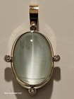 Made In USA 55ct. Cats Eye Aquamarine & Diamond Pendant 13K Gold — photo 9