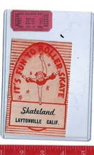 vintage lot roller rink decal Skateland Laytonville California & ticket
