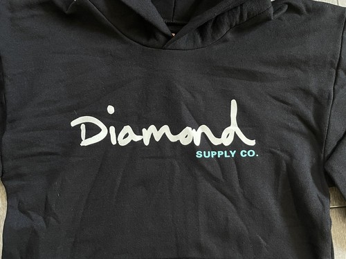 Diamond Supply Co. Black OG Script Pullover Graphic Logo Hoodie Youth Size M - Picture 4 of 8