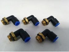 SMC KQL06-U02 MALE FITTING, UNION ELBOW, 1/4" PORT x 6mm (LOT OF 5) NNB