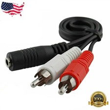2-RCA Male Plug to 3.5mm Female Aux Audio Headphone Jack Converter Adapter Cable