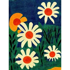 Daisy Meadow Flowers Abstract Matisse Huge Wall Art Print Picture 18X24 In