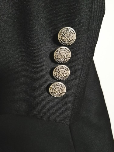 Military Silver Buttons Black Wool Coat - Krarmia main image 1