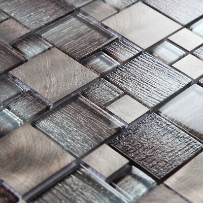 Mosaikfliesen Platte Lucca Bronze Metall und Glas für Wand Boden Bad Küche