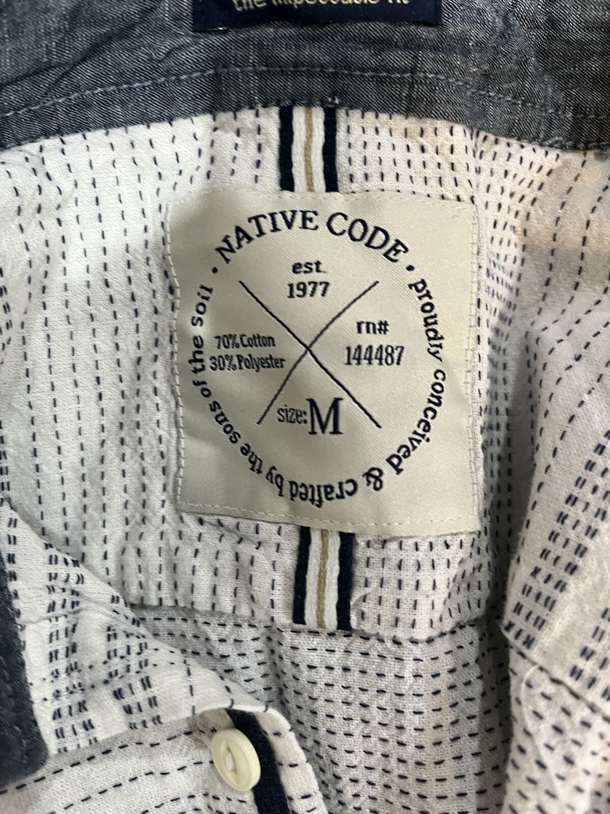 Native Code Mens Shirt Medium white button down t… - image 5