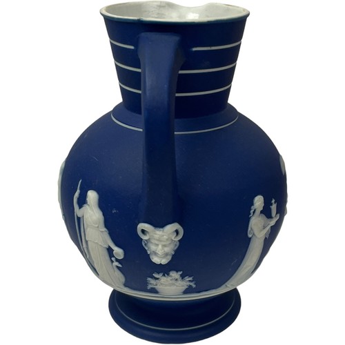 Antigua jarra dórica victoriana de 1879 Wedgwood Inglaterra azul cobalto jaspe musas - Imagen 4 de 11