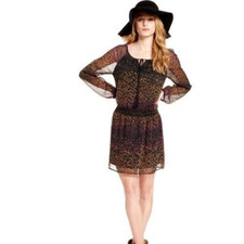 JESSICA SIMPSON Womens Juniors Boho Black Floral Laurelle Mini Dress Sz S CUTE!!