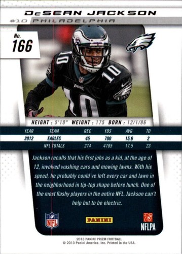 2013 Panini Prizm #166 DeSean Jackson - Picture 2 of 2
