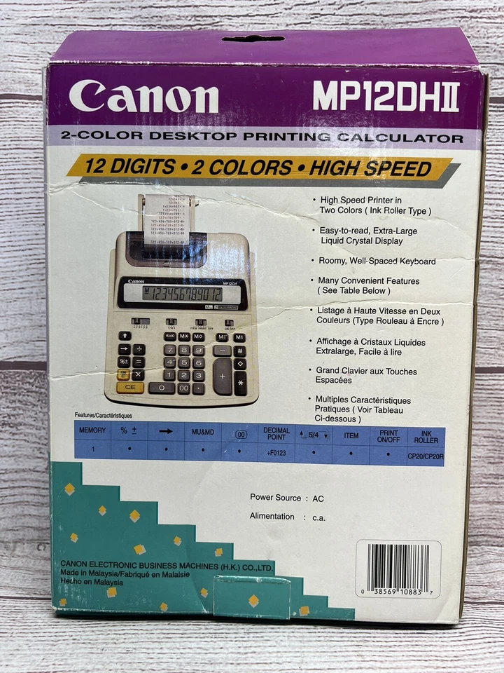 RARE BRAND NEW IN BOX CANON 2-COLOR DESKTOP PRINTING CALCULATOR MP12DHII - Image 2 of 4