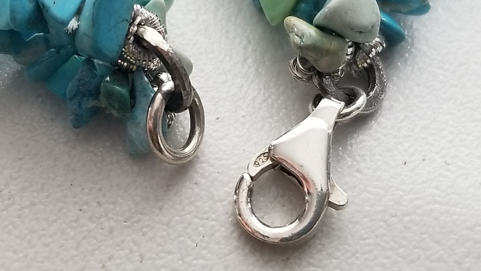 Statement Multi Strand Turquoise Chip Sterling Si… - image 8