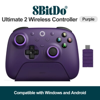 8BitDo Ultimate 2 Wireless Controller with Charging Dock For PC Android - Purple