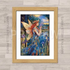 Iris the Blue Fairy print. A4 Textured canvas paper. Art. Framed or Unframed.