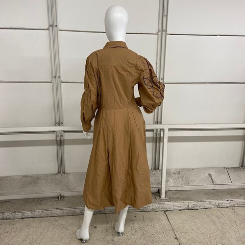 ANTHROPOLOGIE Long-Sleeve A-Line Midi Shirt Dress Women's Size 10 - Picture 5 of 7
