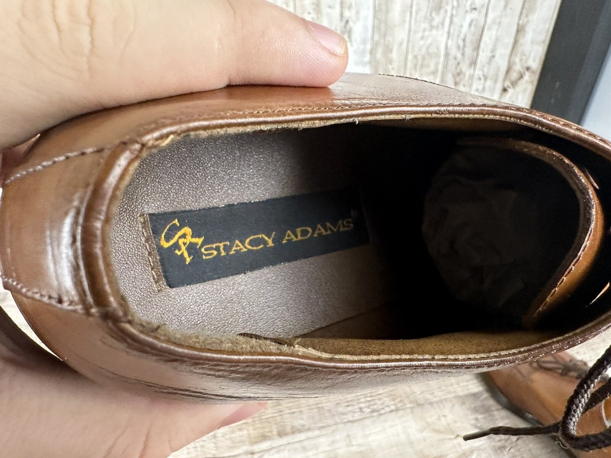 Stacy Adams,Caramel n Peanut Butter,Guinine Leathe Stacy Adams Sync Leather Plain Toe Elastic Lace-Up Shoes  main image 2