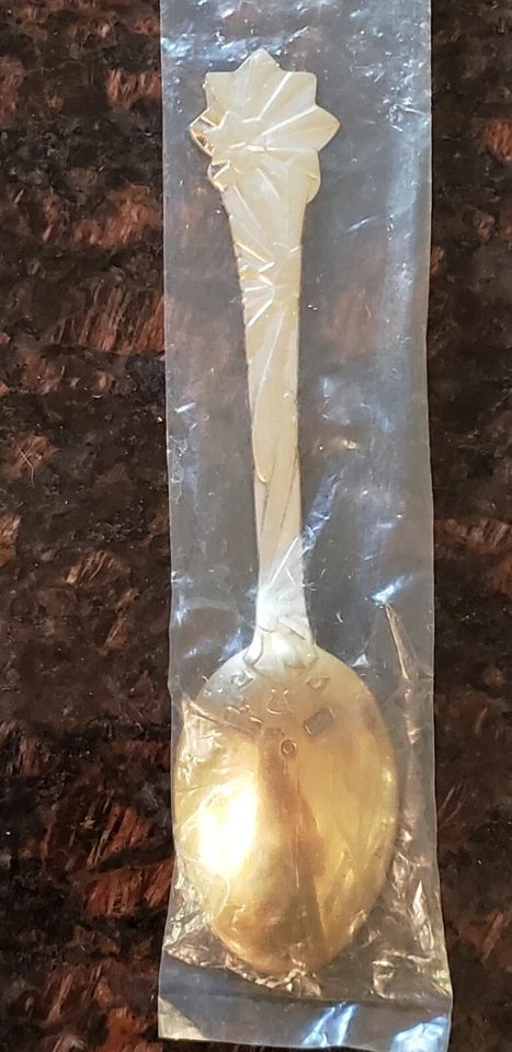 Cuchara de Navidad de plata de ley Michelsen estrella dorada Dinamarca 1910 Foto 3 de 4