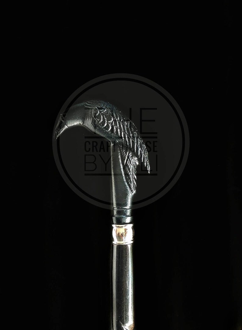 Beautiful Solid Raven Crow Head Handle Victorian … - image 6