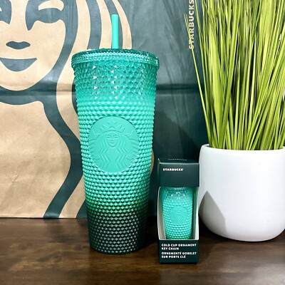 Starbucks {SET} Mint Green Waxberry Ombr Studded Tumbler & Keychain |  eBay