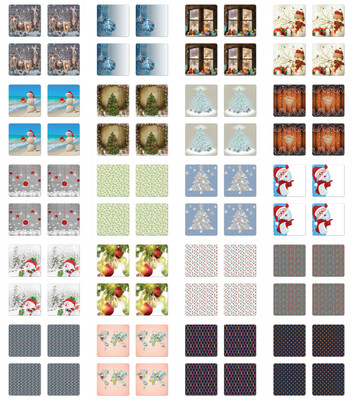 Ambesonne Noel Theme Coaster Set of 4 Square Hardboard Gloss Coasters