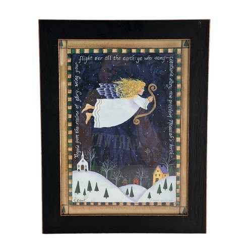 Valorie Evers Wenk Framed Print Folk Art Christmas Angel Artist Signed b