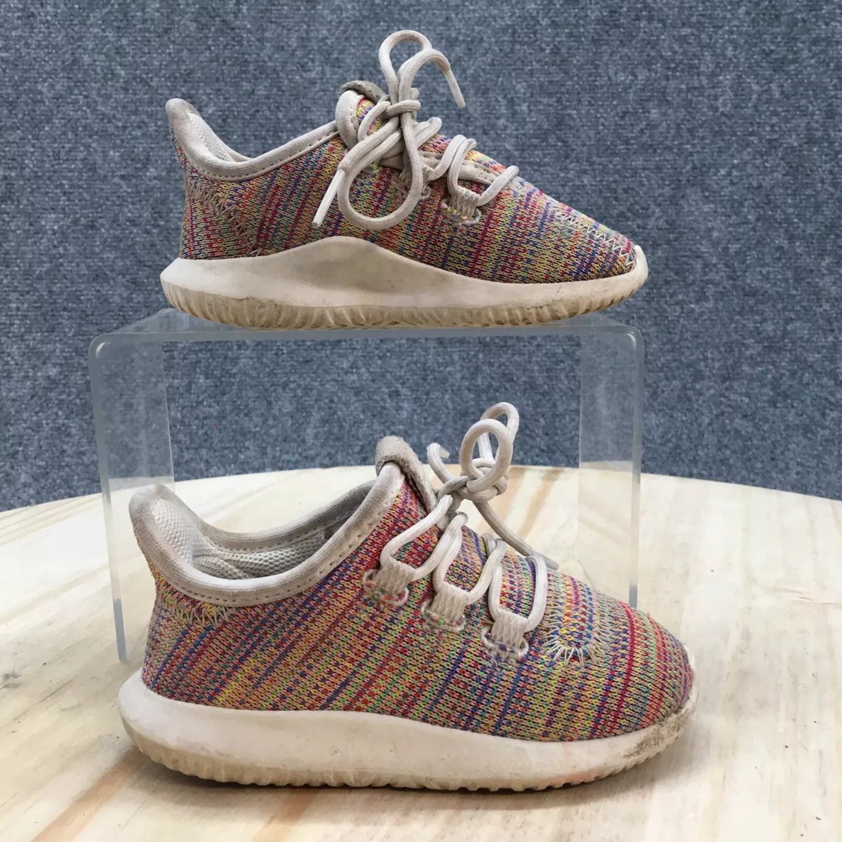 Adidas Shoes Youth 7 K Tubular Shadow Running Sneaker Lace Up Flats SB3058 White