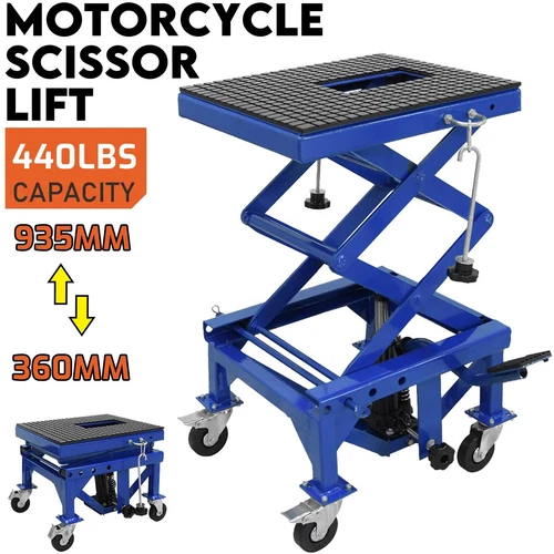 Hydraulic Motorcycle Lift Table 440LBS ATV Dirt Bike Scissor Jack Stand  4 Wheel