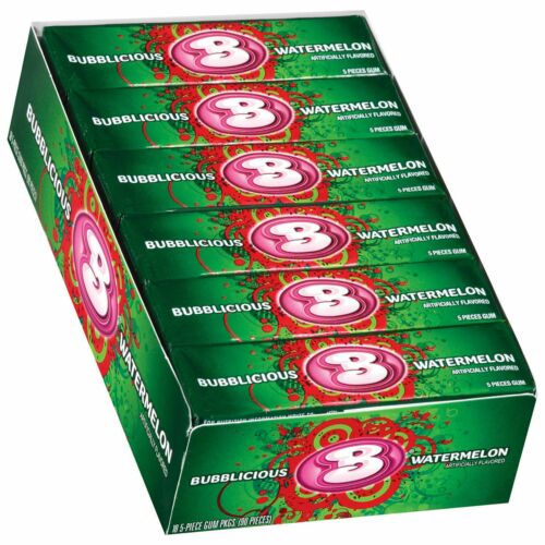 Bubblicious Watermelon Bubble Gum Candy Bulk 1 Box of 18 Count-Five Piece Packs