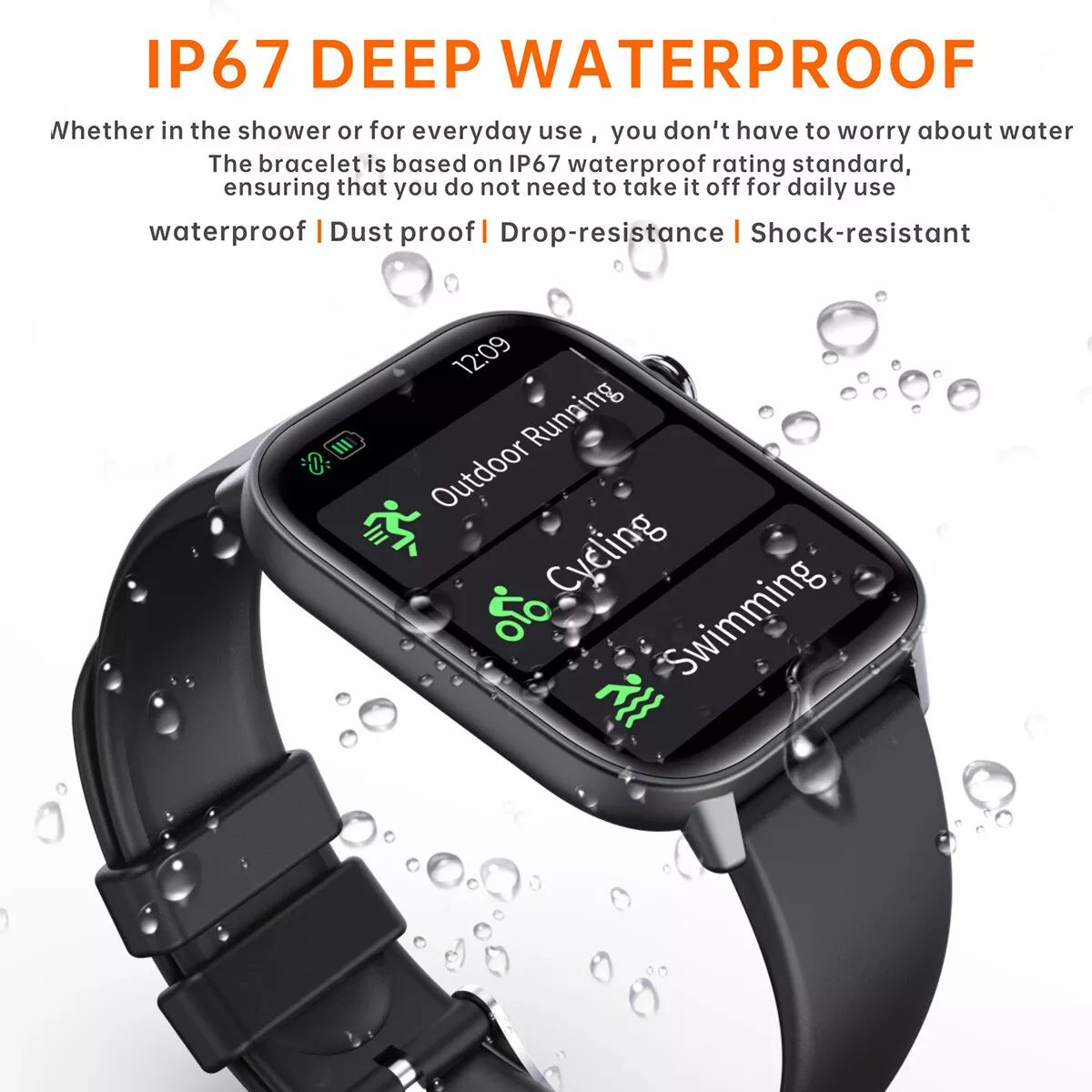 Smart Watch 1.73 Bluetooth Waterproof Fitness Activity Tracker Heart Rate