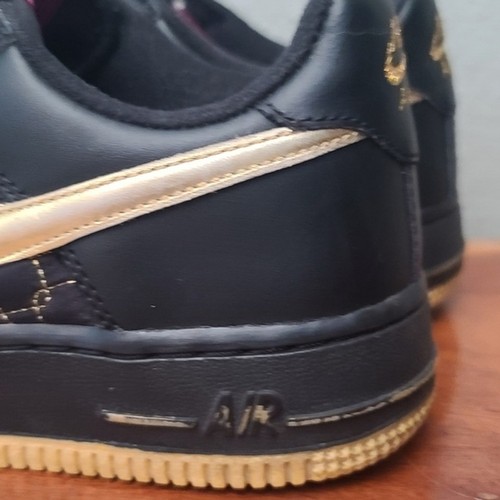 Tenis Nike Air Force 1 Top Bajo Negro Holográficas Oro Calor Vintage 4Y = 6 Mujer - Imagen 6 de 11