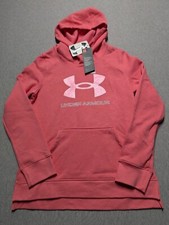 UA Under Armour Big Logo Loose Gear Hoodie Youth Large Pink Hooded Sweatshirt