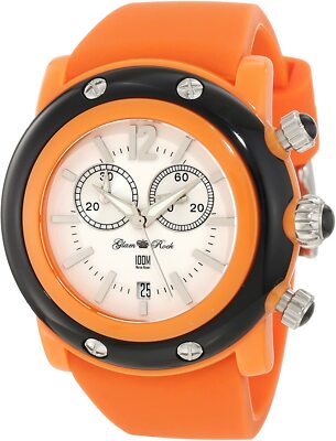 Glam Rock Women's Miami Beach Chrono White Dial Orange Silicone Watch - GD1111 