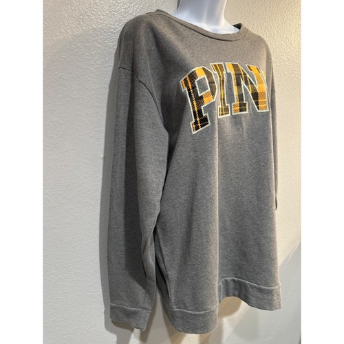 VS PINK Lg Glitter Plaid Long Sleeve Crewneck Sweatshirt - Picture 4 of 7