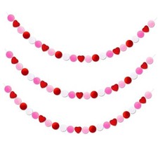 Valentine's Day Felt Heart Garland - Heart Felt Garland,Ball Banner Multi Color